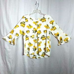 Lemon Grapic Print Womens’ Top Size Lg